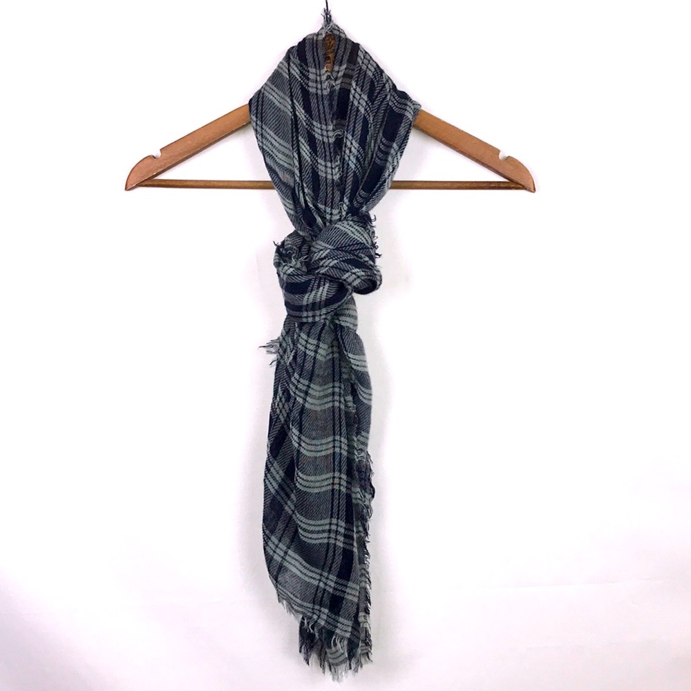 Plaid Blanket Wrap Scarf Lightweight Shawl Blue